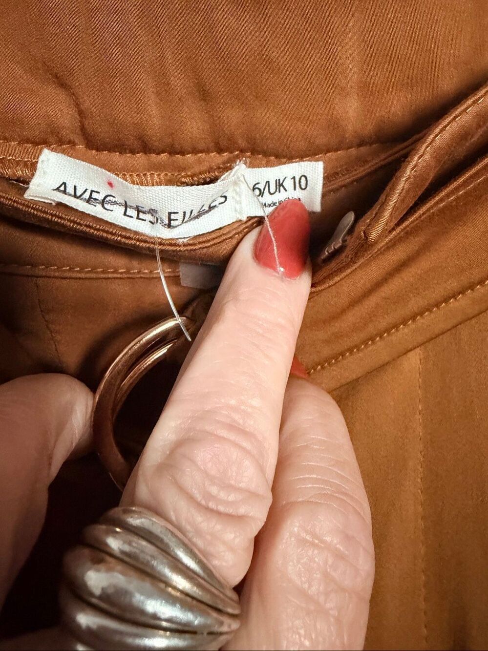 Avec Les Filles Cedar Brown Wide Leg Paperbag Belted Cuffed Pants Size 6 NWT - Picture 4 of 8